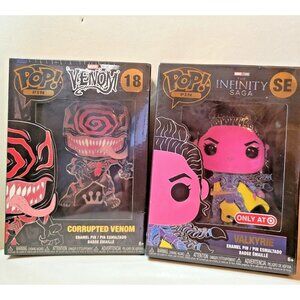 Funko Pop! Pin Marvel Corrupted Venom #18 Enamel Pin Badge & Valkyrie SE Infinit